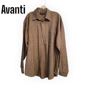 Avanti Long Sleeve Button down Cotton Shirt Brown 16-16 1/2